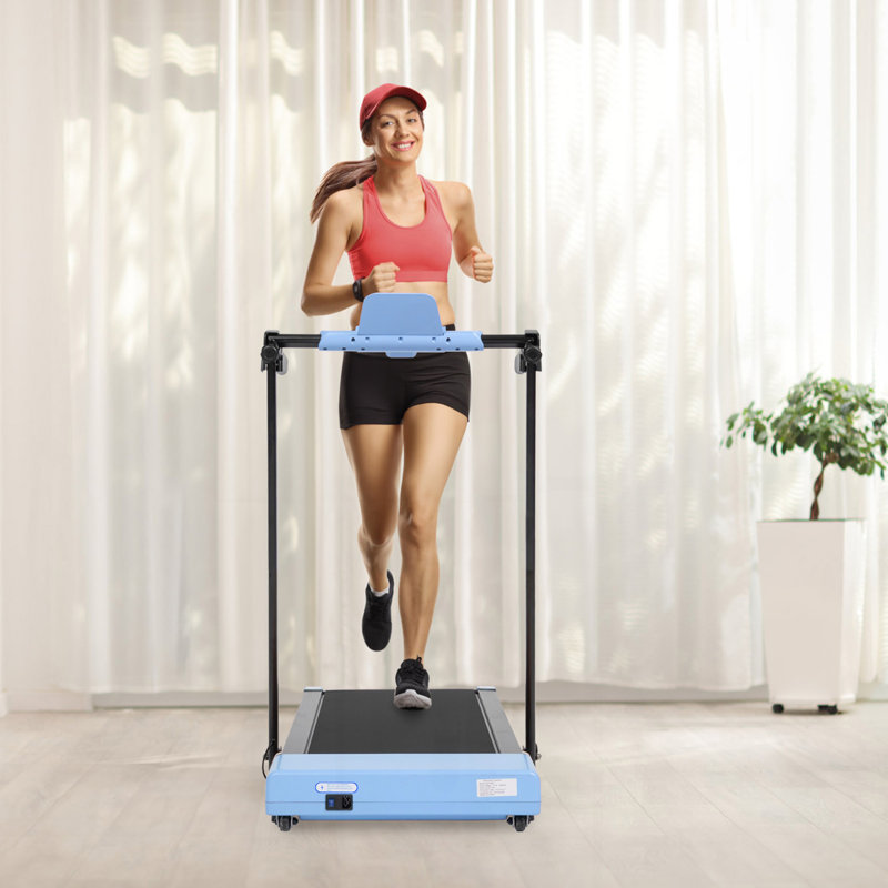 Tapis de course pour la maison, tapis roulant avec DEL pour la marche et la course, Bleu