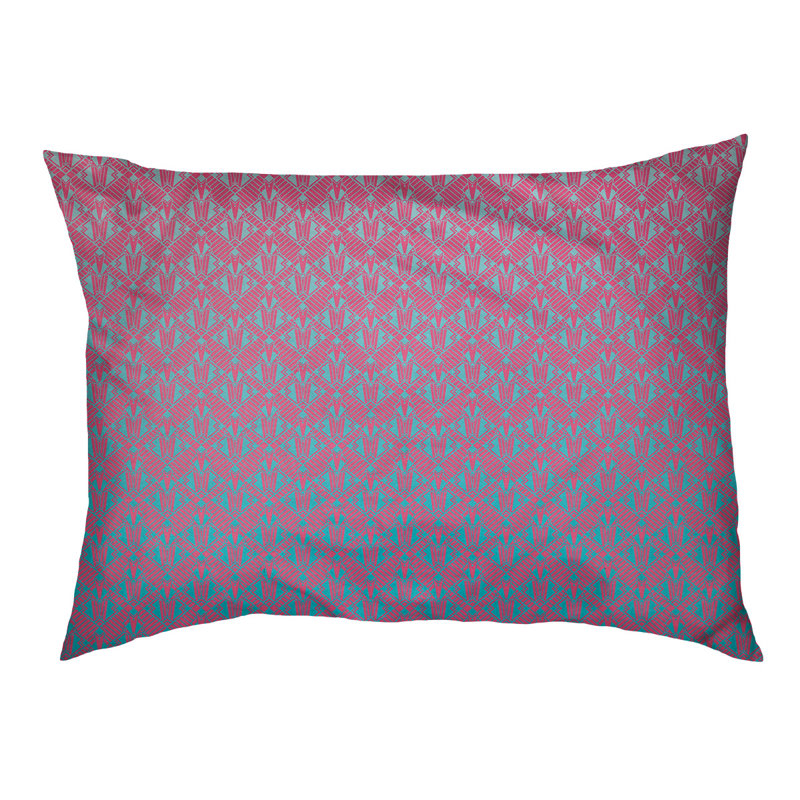 Coussin stylisé dégradé art déco Byrge, L 52 po x l 42 po, Vert / Jaune