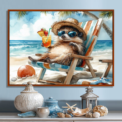 Hérisson sur la plage - Art mural animaux côtiers