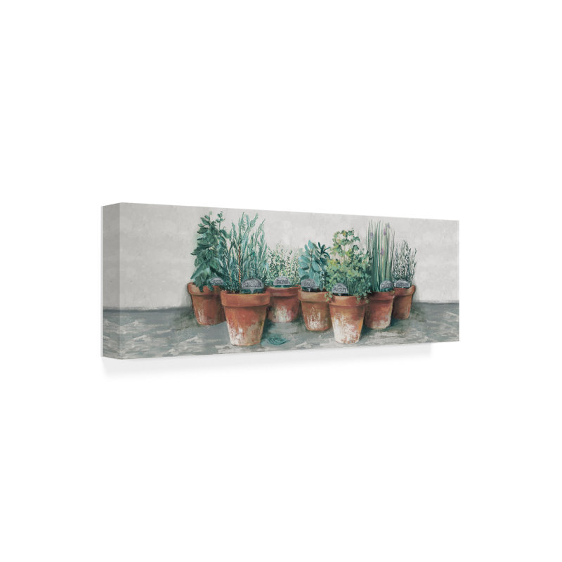 «Pots of Herbs II Cottage v2» par Carol Rowan, reproduction d'art sur toile