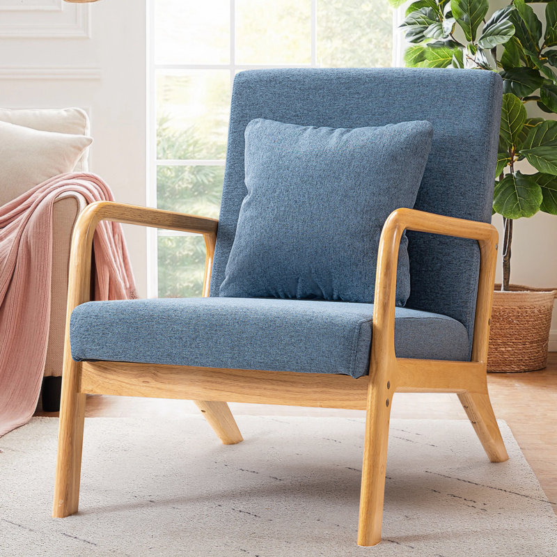 Fauteuil d'appoint de 25,6 po Fanci, Lin gris / bois jaune moyen