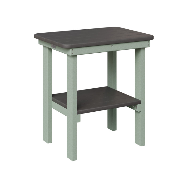 Outdoor Rectangle Side Table, Smoke Gray, Seafoam