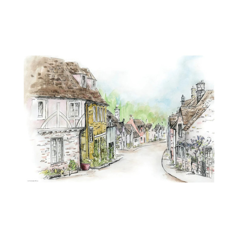 Village by Kamdon Kreations - Wrapped Canvas Painting, 20.32 cm H x 30.48 cm W