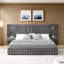 Structure de lit tapissier grand avec tissu chenille