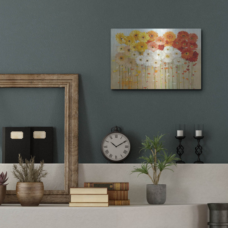 Art mural en métal «Daisies Fall» par Danhui Nai, Winston Porter, H 12 po x l 12 po