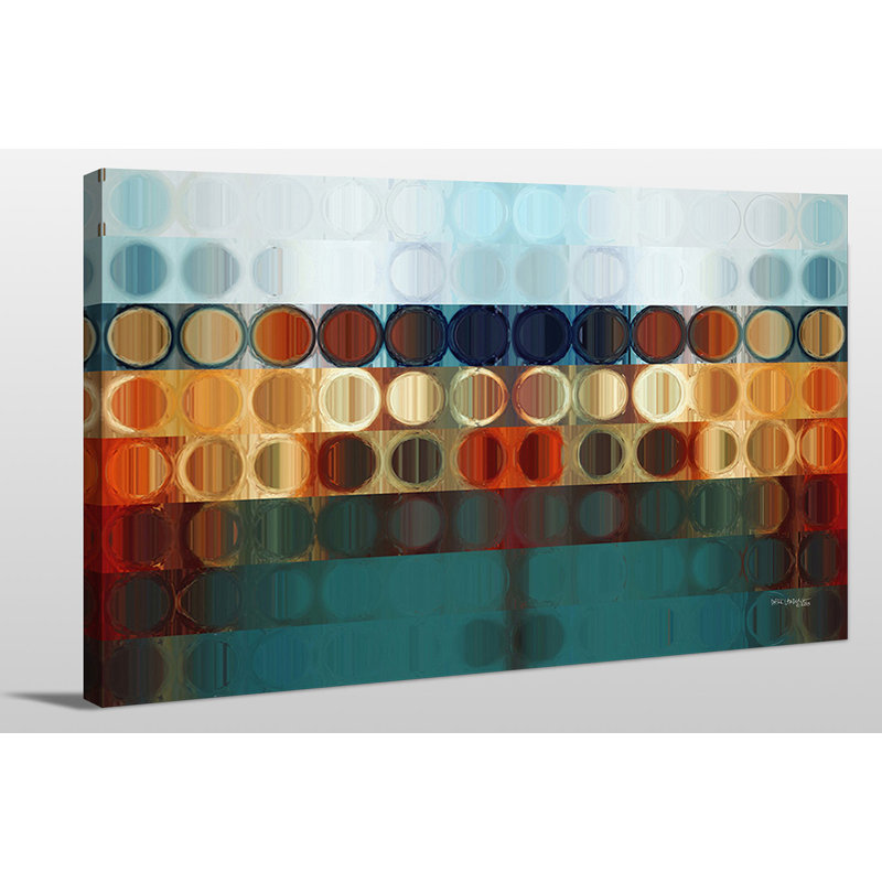 « cercles et carrés # 31 » par mark lawrence, impression sur toile tendue, H 28 po x l 48 po x P 1,5 po