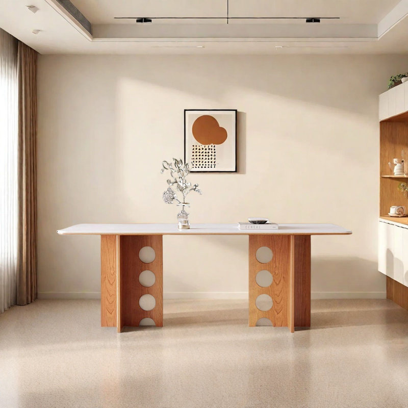 Modern Slate Dining Table, 29.5"H x 55.1"L x 31.5"W