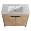 Meuble-lavabo autoportant avec lavabo en céramique et 2 portes d'armoire à fermeture en douceur-977443924