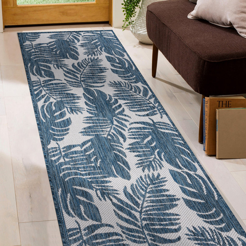 Westhoughton Floral Blue/Cream Indoor&Outdoor Area Rug, Runner 2' x 7'