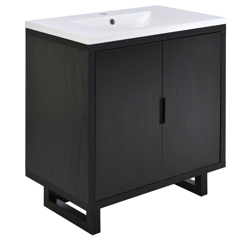 Ensemble de meuble-lavabo avec meuble de rangement pour salle de bain, Noir