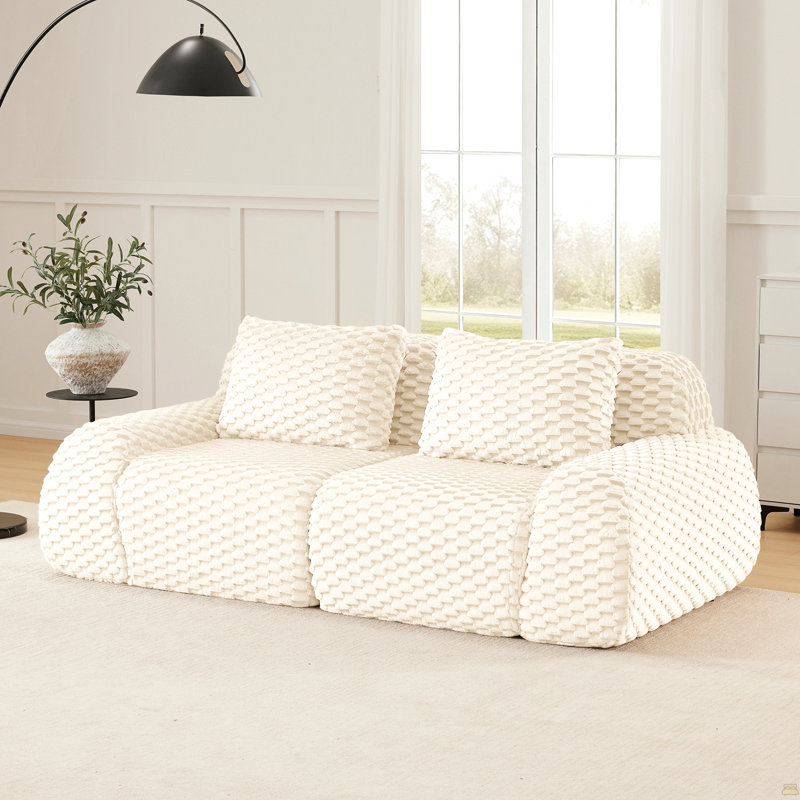 82" Modern Modular Sectional Sofa,Flannelette Fabric, Cream