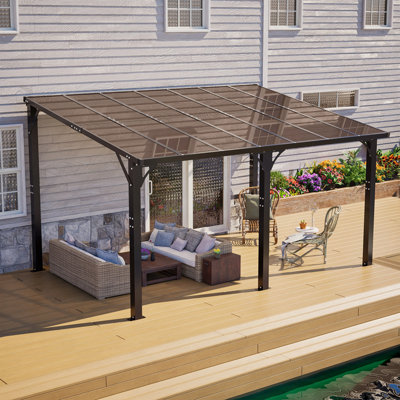 14x10 FT Hardtop Gazebo, Heavy Duty Outdoor Pergola with Tinted Polycarbonate Roof, UV & Snow Resistant, Rustproof Aluminum Frame – For Patio, Backyard, Garden, Carport