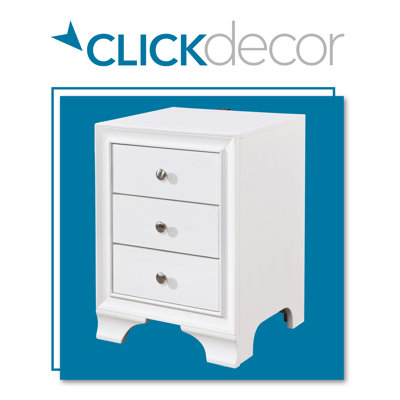 ClickDecor Edmond Wood Nightstand with USB Charging Station
