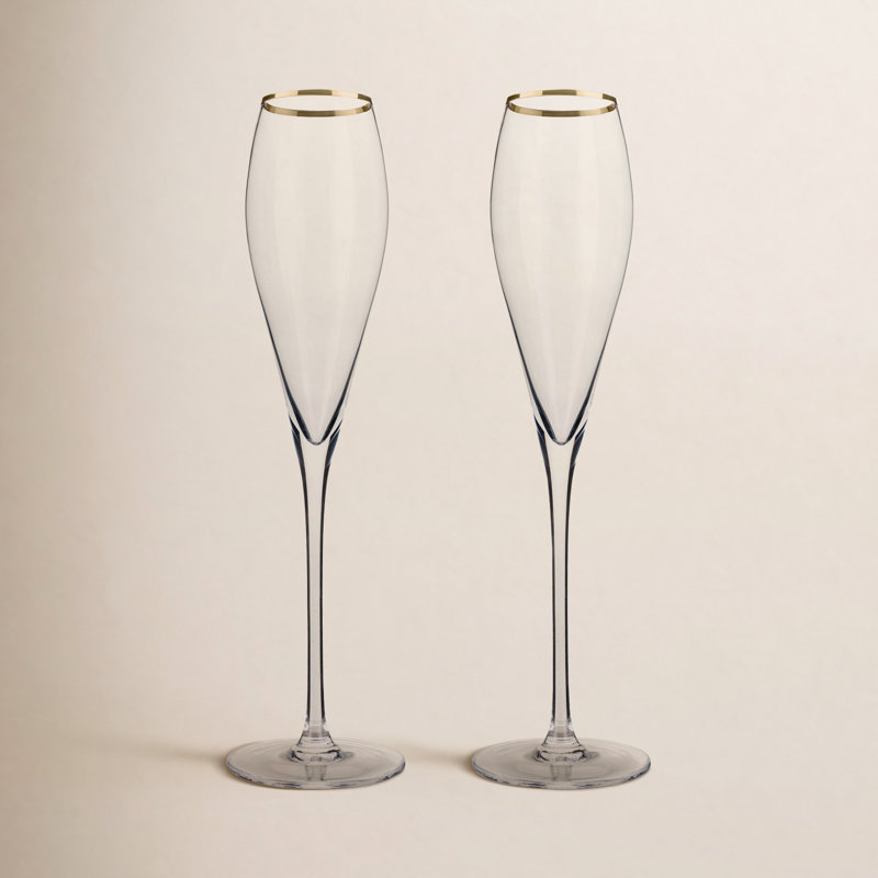 Belmont Gold-Rimmed Crystal Champagne Flutes