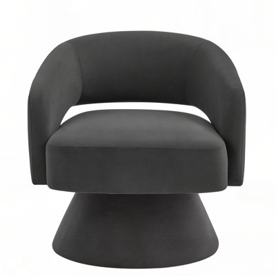 Fauteuil demi-tonneau pivotant rembourré en velours