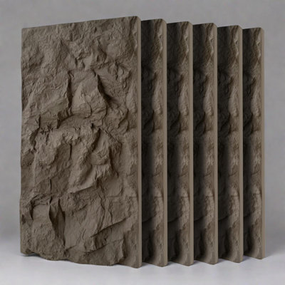 3D Faux Stone Wall Panels, Lightweight Waterproof Interior Decor, Cement Texture, 47.24" × 23.62"