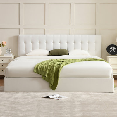 Lit plateforme tapissier avec rangement Arcadia