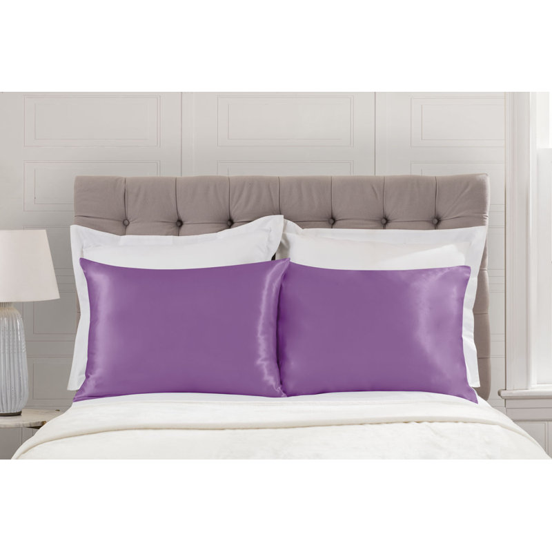 Ivory Satin and Silk Standard Pillowcase Set with Zipper