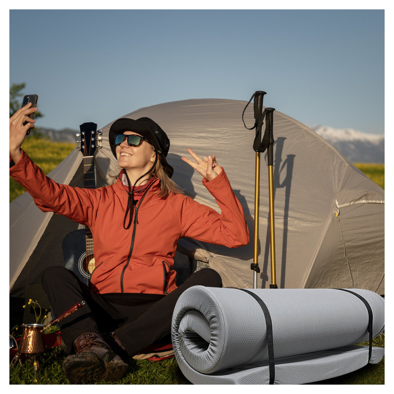 4" Memory Foam Folding Camping Mattress with Waterproof Cover – Portable Floor Bed for Camping, RVs & Guests, Single, 4"