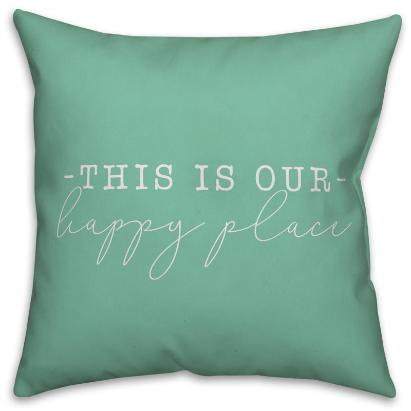  Housse et insert de coussin carré This is Our Happy Place, Vert menthe, H 16 po x l 16 po