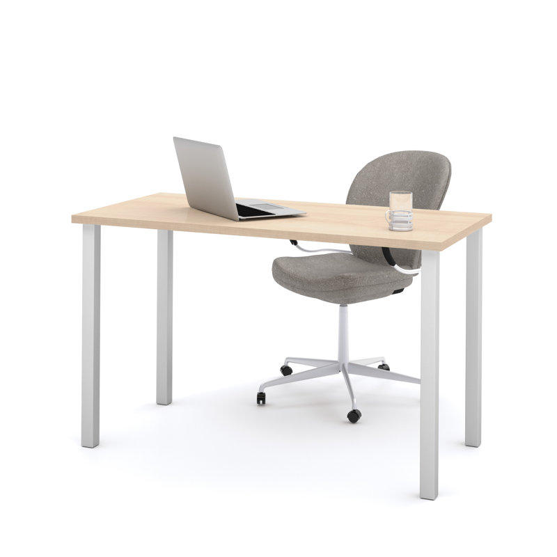 Manufactured Wood and Metal Writing Desk, 29" H x 47.6" W x 24" D, Northern Maple