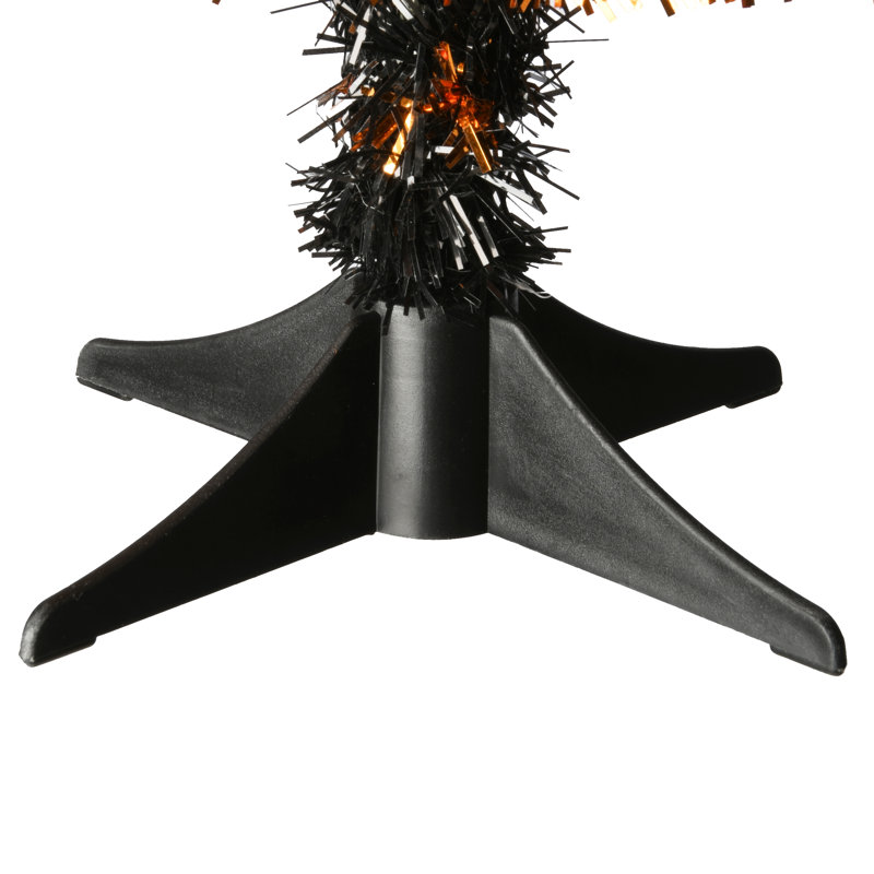 Halloween Tinsel Tree, Black/Orange