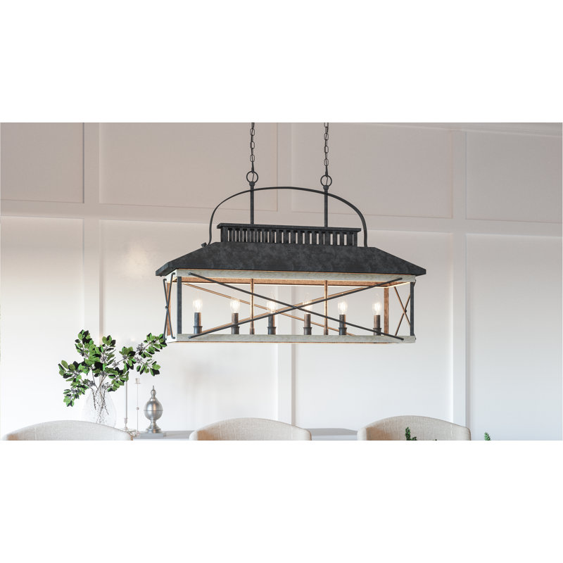 Luminaire suspendu linéaire à 6 lumières pour îlot de cuisine Ruperto