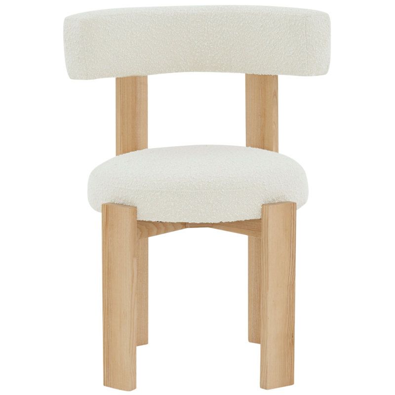 Eugenia 19.5'' H Leather Upholstered Pine Armchair, Ivory/Natural