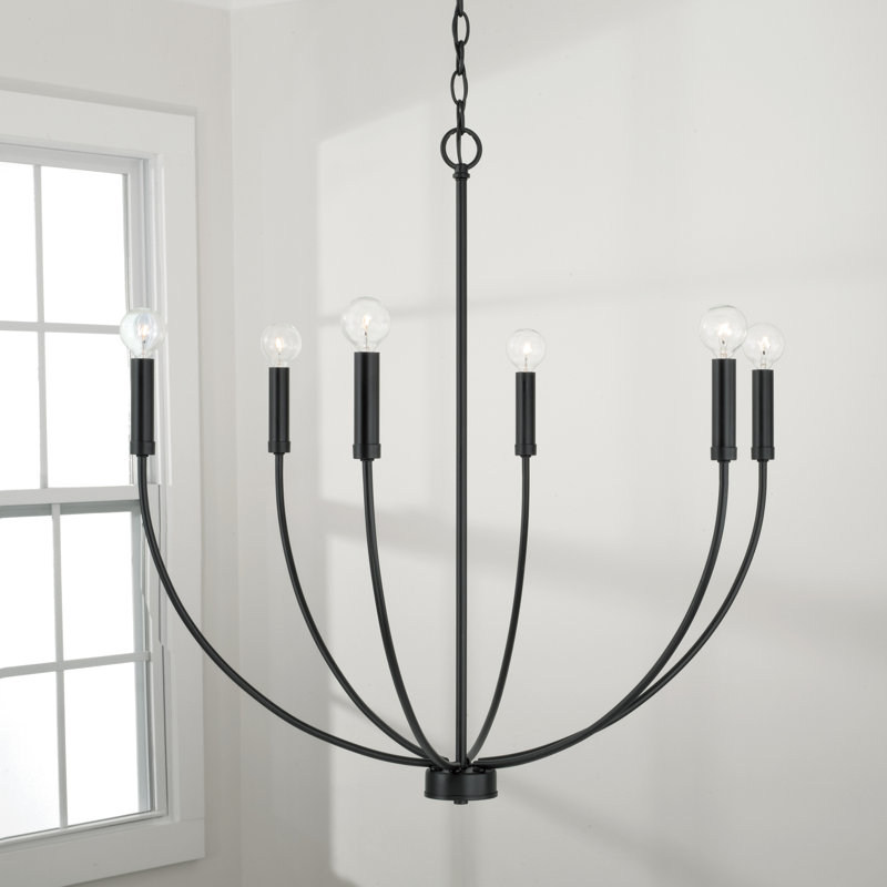 Ansley 9 - Light Dimmable Classic / Traditional Chandelier, Black, 6 Lights