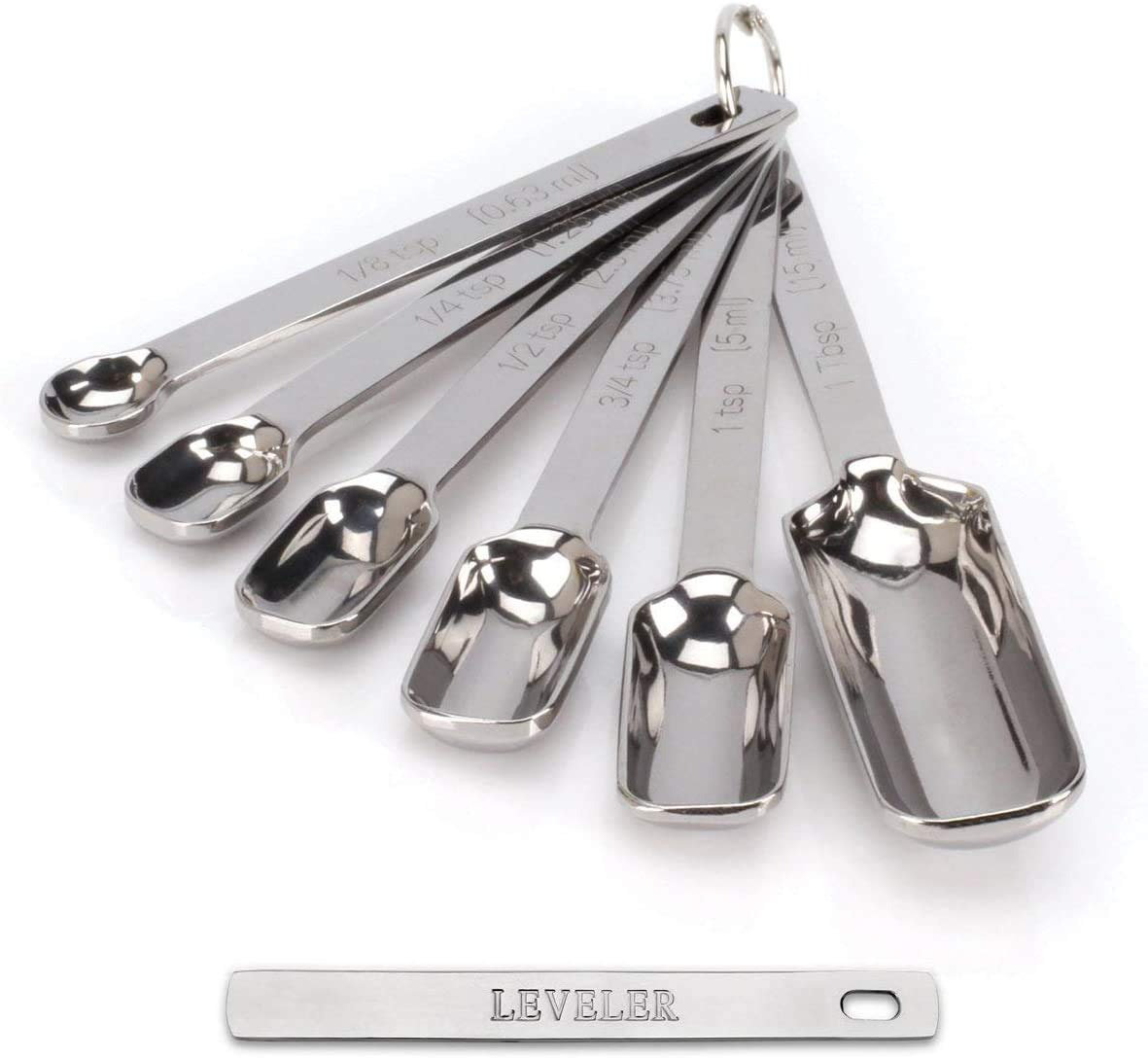 Stainless Steel Measuring Spoons Set For Dry Or Liquid - Fits In Spice Jars  - Set Of 6