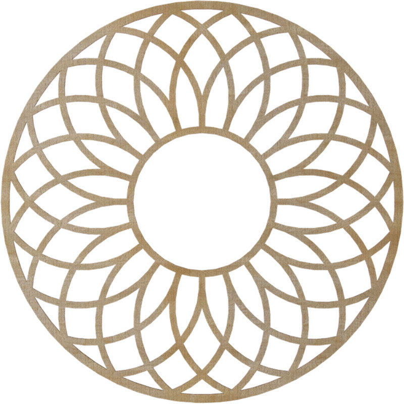 Médaillon de plafond en bois ajouré Cannes, Noyer blanc, H 36 po x l 36 po x P 0,38 po