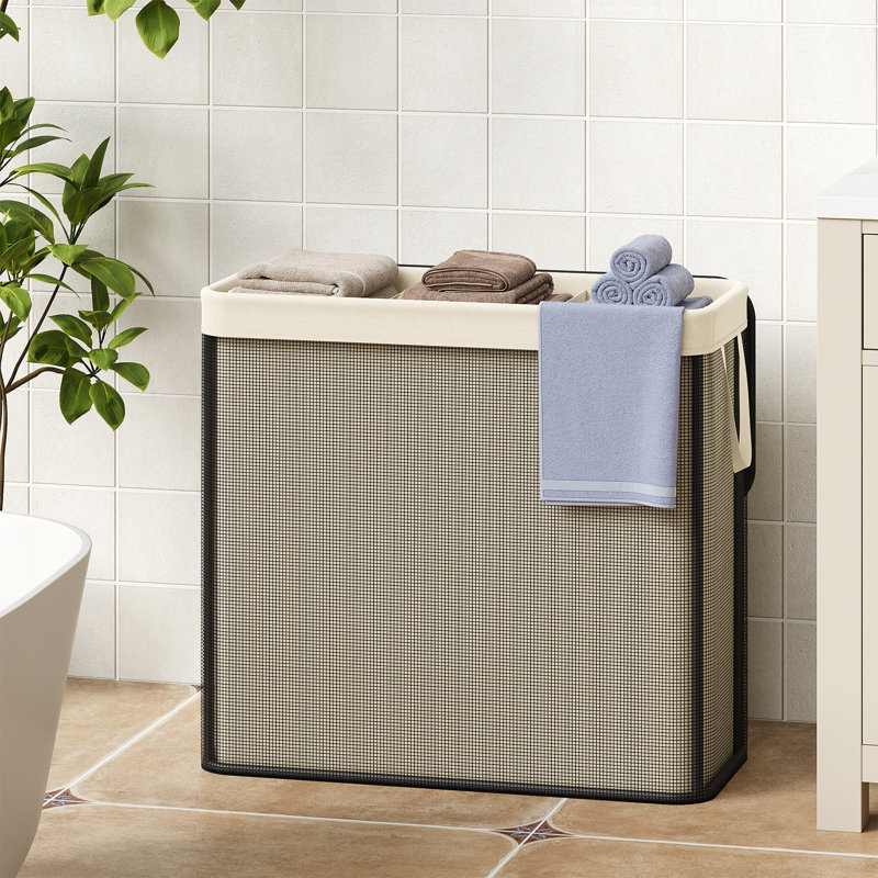 Panier à linge 3 compartiments de 170 L avec couvercle, 3 sections