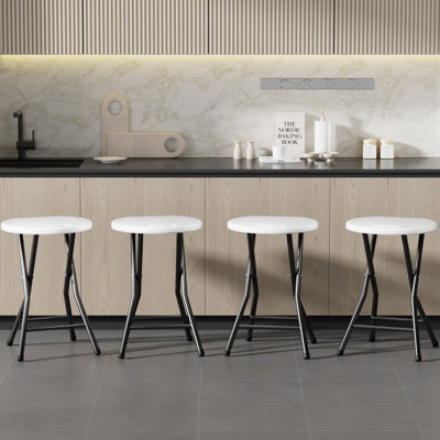 Folding Stools Set Of 4 For Adults Portable, Backless 24 Inch Folding Bar Stools, Heavy Duty Foldable Stools With Handle For Kitchen Counter Room Home Camping Indoor Outdoor
