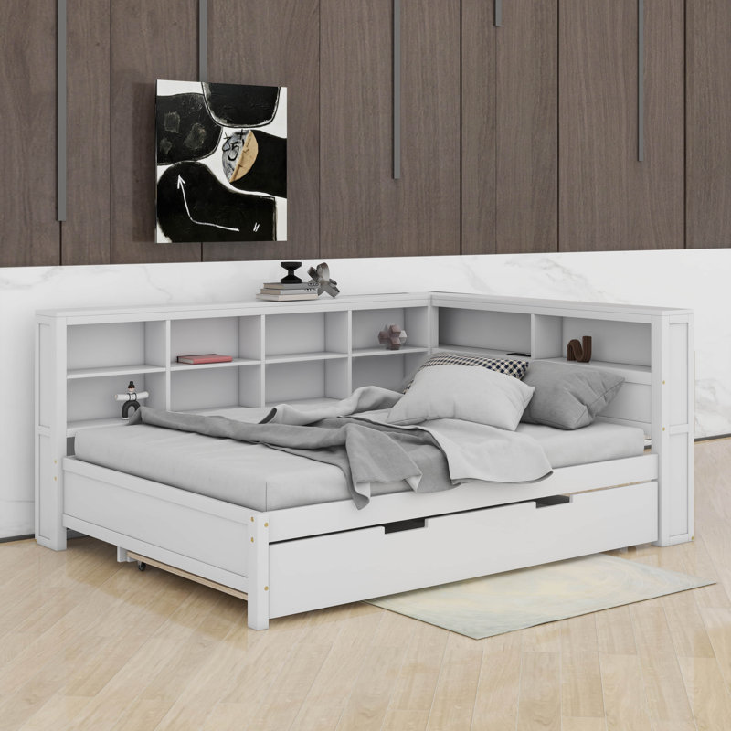 Full Size Daybed With Trundle, Shelf And USB