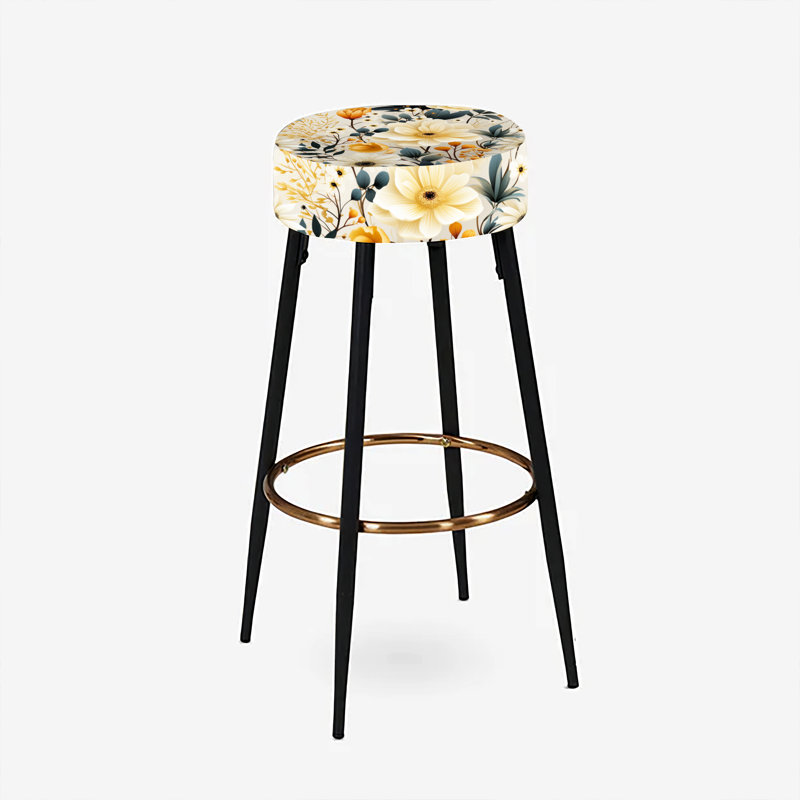 Elodea - Ensemble de 2 tabourets de bar à imprimé, Fleurs de coquelicots terreux I