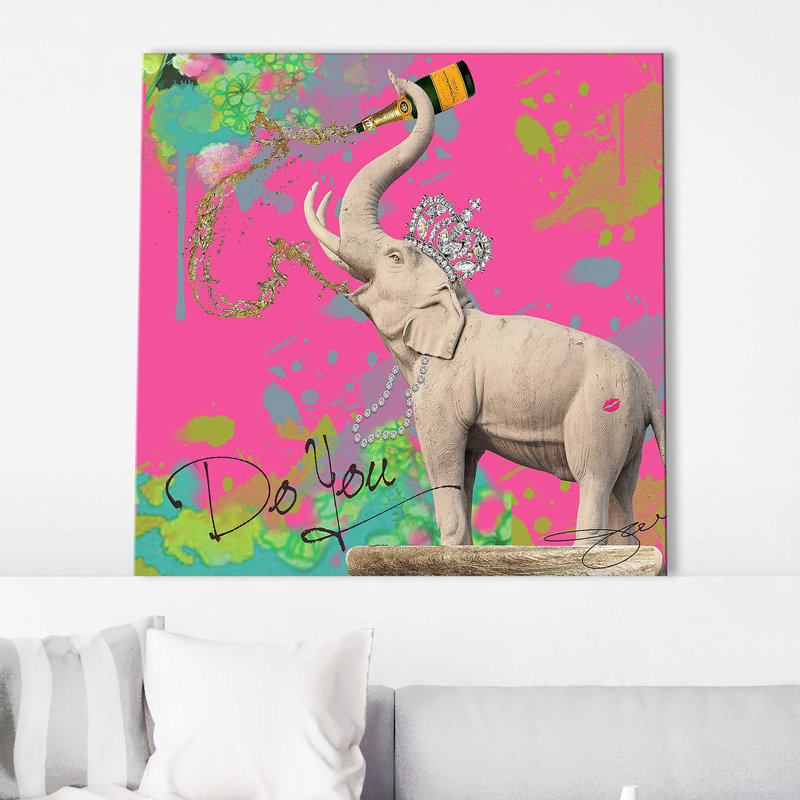 «Elephant, Do You (Square)» par Jodi - impression, Toile tendue, H 18" x l 18" x P 1"