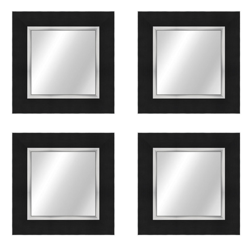 Metropolis Flat Beveled Wall Mirror, Black/Silver
