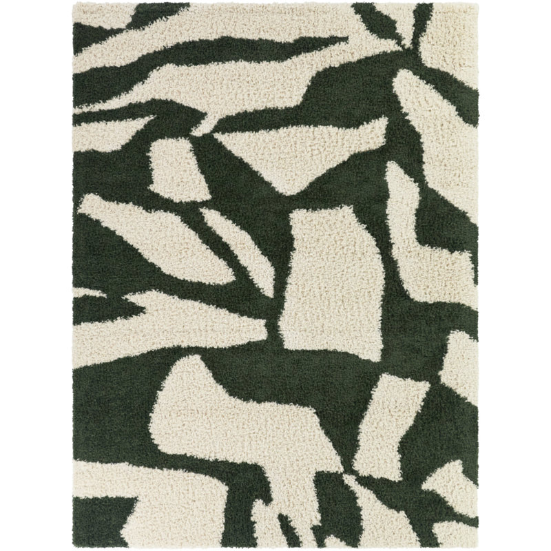 Alonzo Green Modern Abstract Area Rug, Rectangle 5'3" x 7'