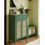 Banc de rangement vintage en bois massif avec portes en rotin