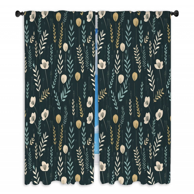 Rideaux de fenêtre Botanical Floral nature - 2 panneaux, L 40 po x L 63 po