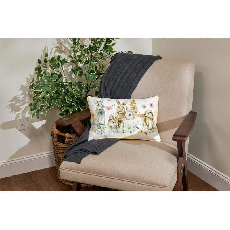 Coussin Primitives By Kathy Flower Bunnies - taille 18 po x 12 po