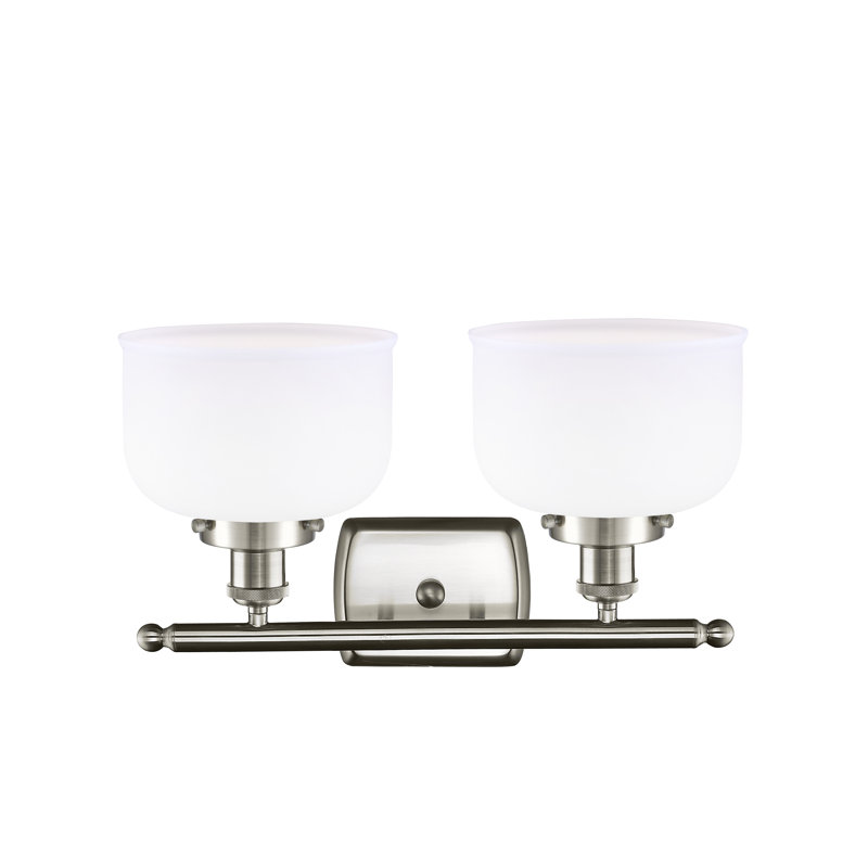 Éclairage pour meuble-lavabo de 8 po à 2 lumières Ballston Urban Bell, Blanc mat, DEL, Nickel satiné brossé