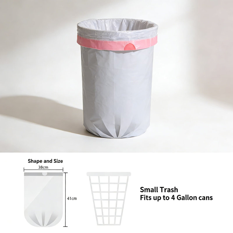 Petits sacs à déchets Waikas de 1,2 gallon avec cordon, mini sacs à ordures épais de 1,14 mil pour la salle de bain, la cuisine, le bureau, 88 sacs transparents non parfumés