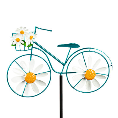 Blue Bicycle Spinner Metal Garden Stake