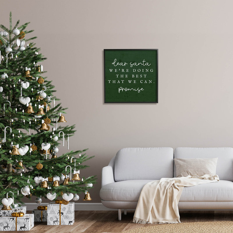 Dear Santa Best We-268, H 24 po x l 24 po x P 1,5 po, Giclée encadrée noir minuit