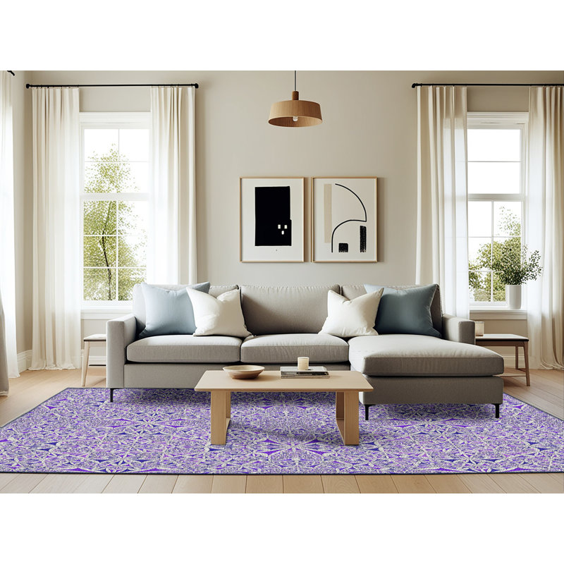 Damask Indoor Rug, Rectangle 6' x 9'