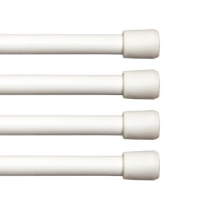  Spring Tension Rod, 18-28" or 28-48" Adjustable Length, 7/16" Diameter Steel Tube, 4-Pack