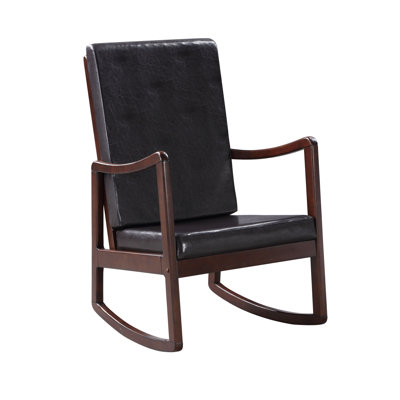 Raina Dark brown Synthenic Leather & Espresso Finish Rocking Chair