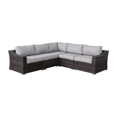 5 sièges de patio modulaires avec coussins confortables, 4 sièges, entièrement assemblés, tissés à la main, structure en aluminium léger, conception ergonomique, capacité, design