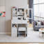 Ensemble de coiffeuse de luxe 29 pouces avec centrale électrique, coiffeuse à miroir DEL et tabouret-1388506035